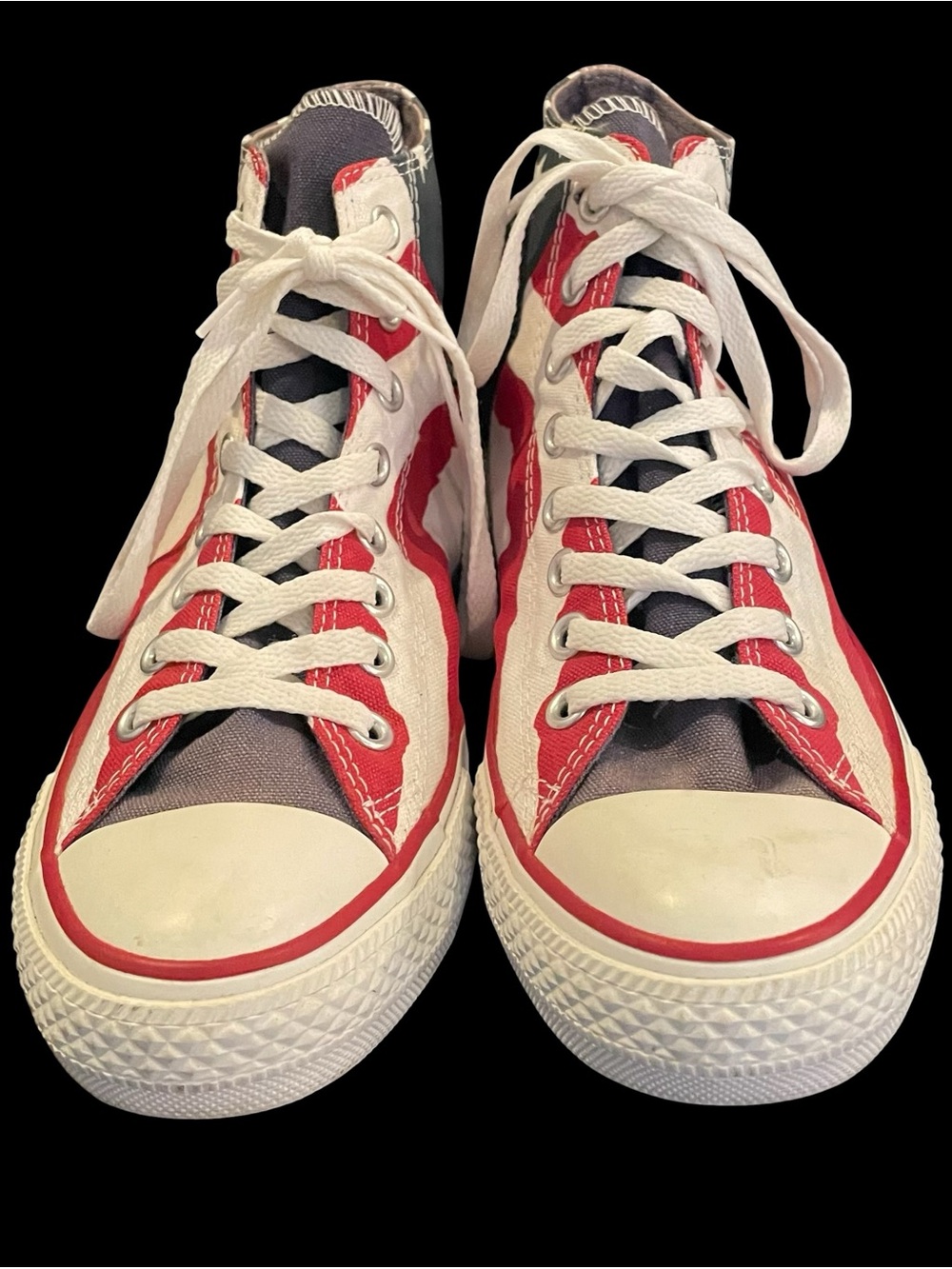 Chuck Taylor Converse Red, White & Navy High-Top Sneakers